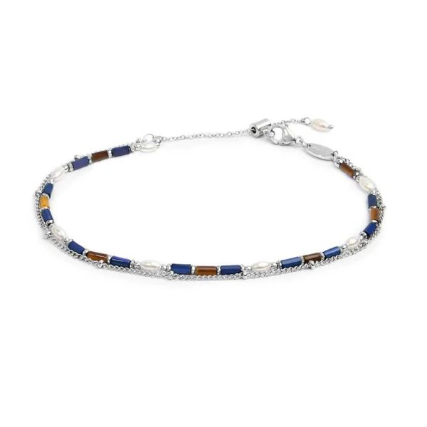 1. Double chain anklet with stones blue Marlù Gioielli 20cv098