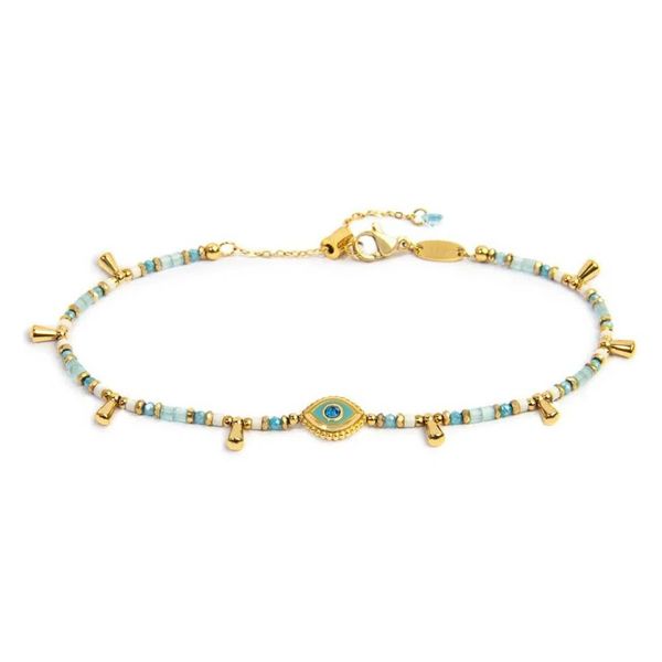 1. Central "eye" anklet with crystal gold Marlù Gioielli 20cv105-t