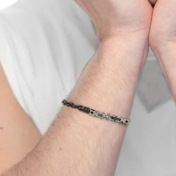2. Double chain bracelet with marine and ceramic details black Marlù Gioielli 30br0035n