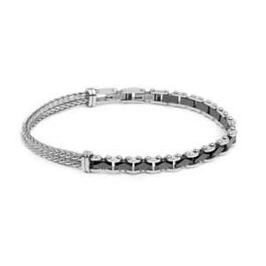 1. Bracciale catena fishbone e ceramica grigio acciaio