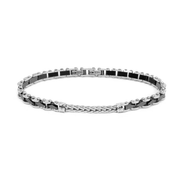 1. Foxtail chain bracelet with ceramic black Marlù Gioielli 33br0040
