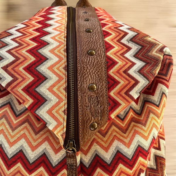 4. Patterned backpack orange BRASS Workshop zf01