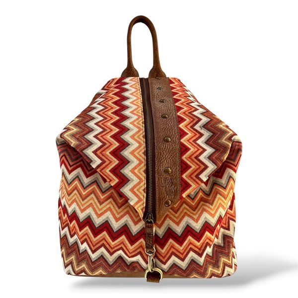 1. Patterned backpack orange BRASS Workshop zf01