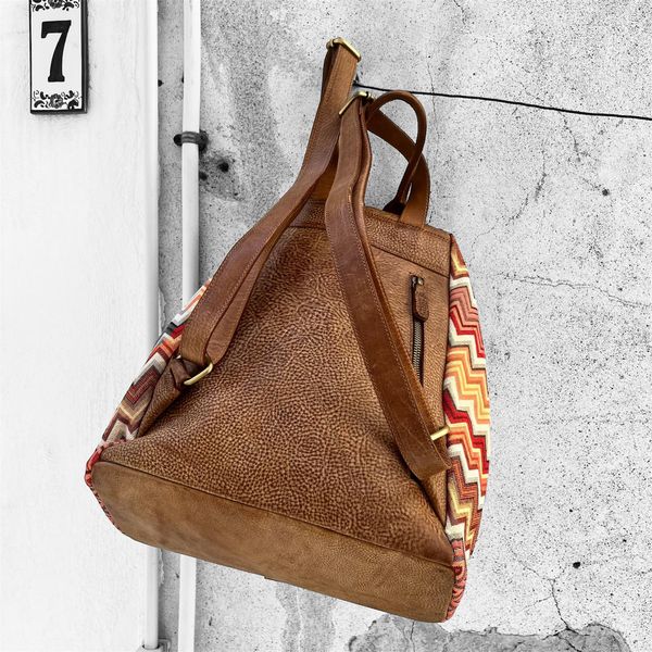 2. Patterned backpack orange BRASS Workshop zf01