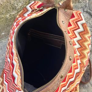 3. Patterned backpack orange