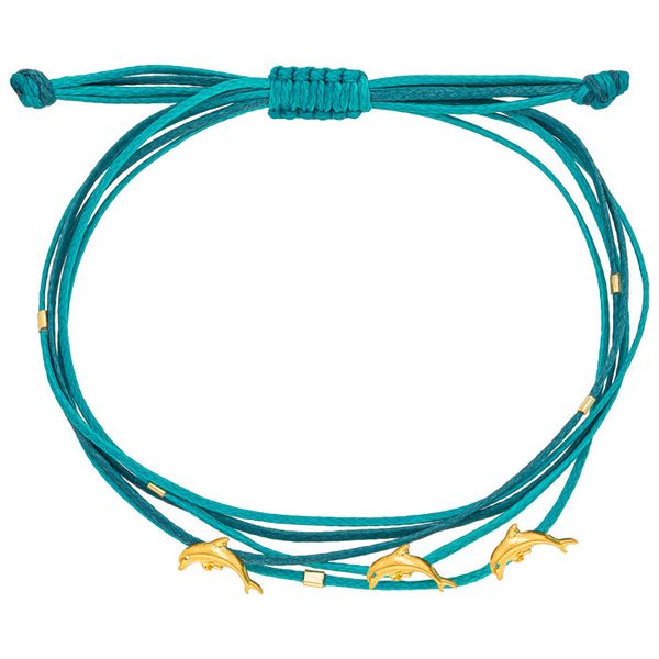 1. Multi-strand "Dolphins" string bracelet teal BRASS Workshop bdo20