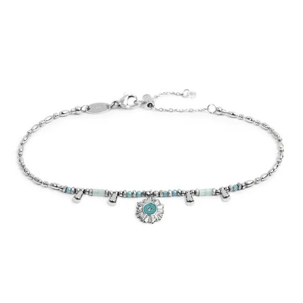 1. Cavigliera perline con “sole” pendente grigio acciaio Marlù Gioielli 20cv104-t