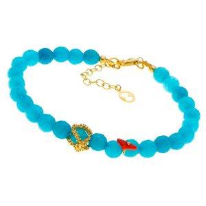 1. Bracciale sfere semipreziose e "stella marina" azzurro