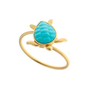 1. Sea Turtle Ring with Resin turquoise