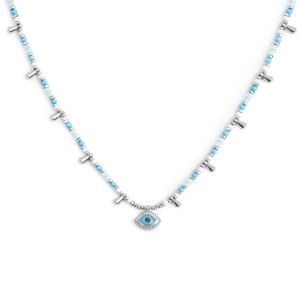1. Collana "occhio" pendente grigio acciaio