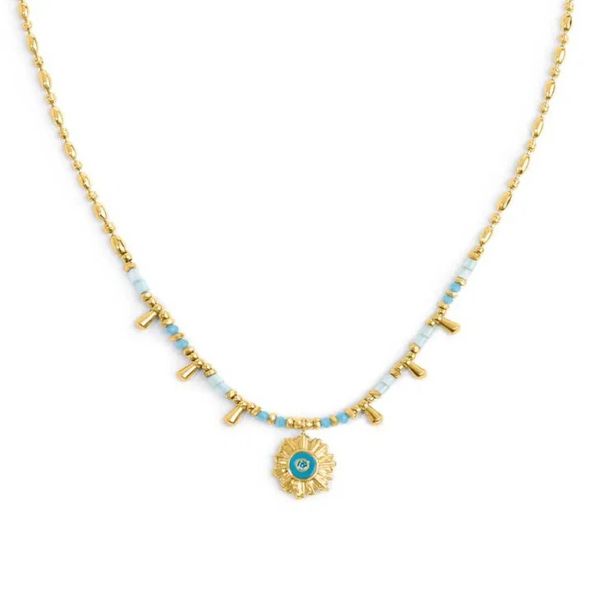 Collana perline e "sole" pendente oro Marlù Gioielli