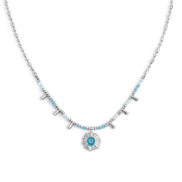 1. Beaded necklace with "sun" pendant steel gray Marlù Gioielli 18cn128-t