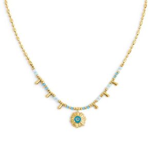 1. Beaded necklace with "sun" pendant gold