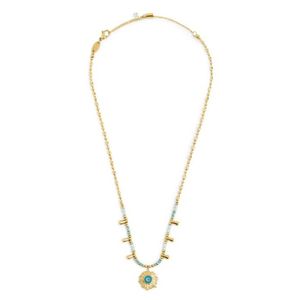 2. Beaded necklace with "sun" pendant gold
