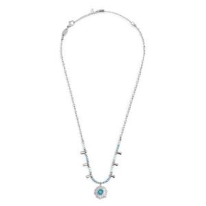 2. Beaded necklace with "sun" pendant steel gray