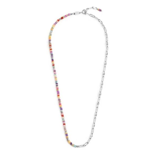 2. Collana catena perline e catena ovale grigio acciaio Marlù Gioielli 18cn130-rgb