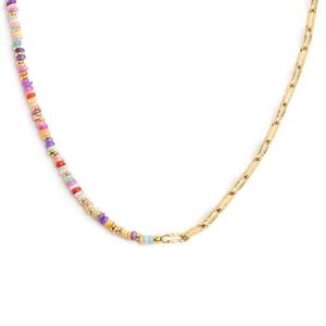 1. Collana catena perline e catena ovale oro