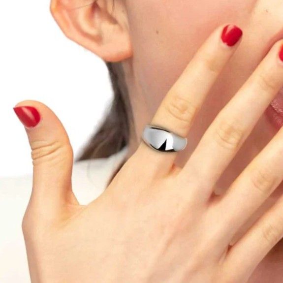 2. Anello fascia larga bombata grigio acciaio Marlù Gioielli 33an0048