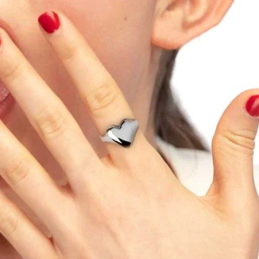 2. Anello cuore bombato grigio acciaio Marlù Gioielli 33an0038