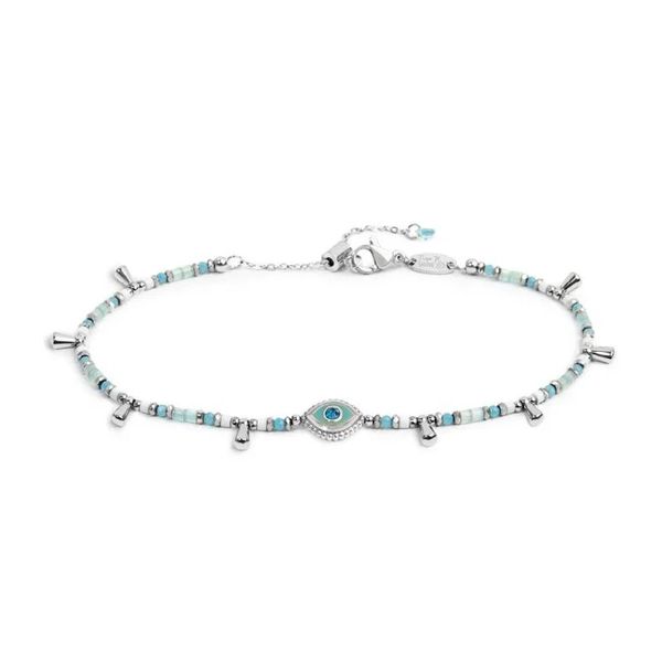1. Beaded and "eye" bracelet steel gray Marlù Gioielli 18br222-t