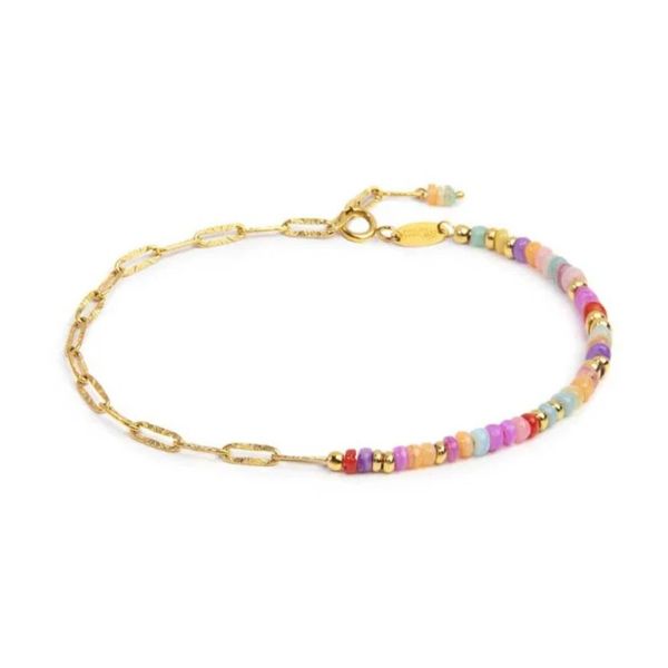 1. Bracciale catene combinate con perline colorate oro Marlù Gioielli 18br223-rgb