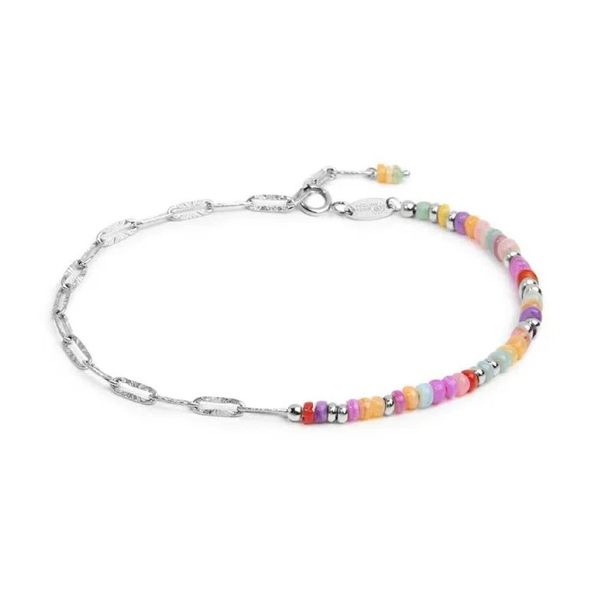 1. Bracciale catene combinate con perline colorate grigio acciaio Marlù Gioielli 18br223-rgb