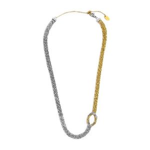 2. Twisted square chain necklace with knot steel grey/gold
