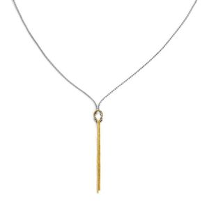 1. Collana a Y catena combinata nodo grigio acciaio/oro