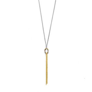 2. Collana a Y catena combinata nodo grigio acciaio/oro