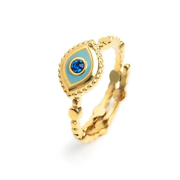 1. Ring with eye and blue crystal gold Marlù Gioielli 18an123-t