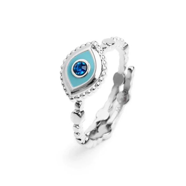 1. Ring with eye and blue crystal steel gray Marlù Gioielli 18an123-t