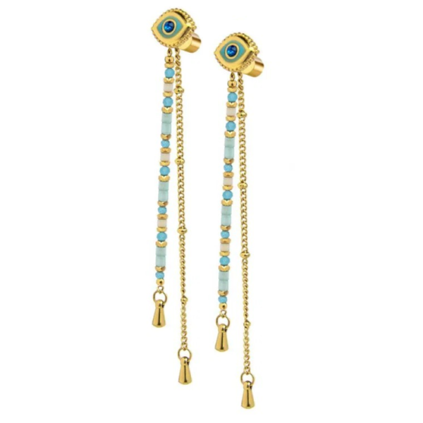 1. Double chain drop earrings with "eye" gold Marlù Gioielli 18or128-t