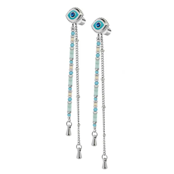 1. Double chain drop earrings with "eye" steel gray Marlù Gioielli 18or128-t