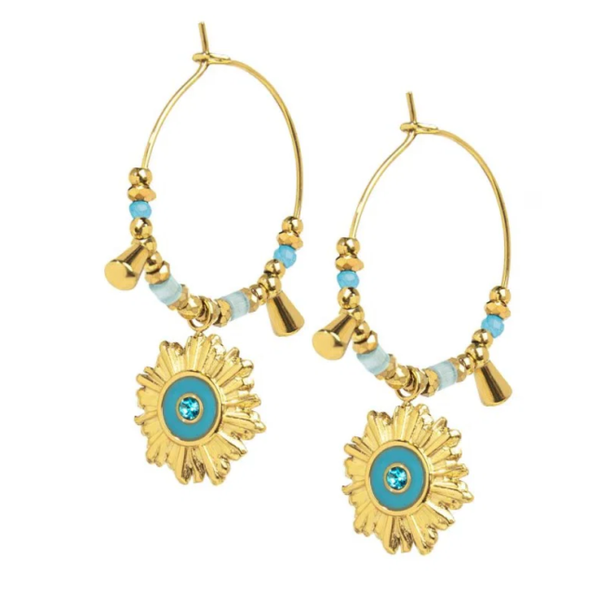 1. Hoop earrings with dangling sun gold Marlù Gioielli 18or127-t