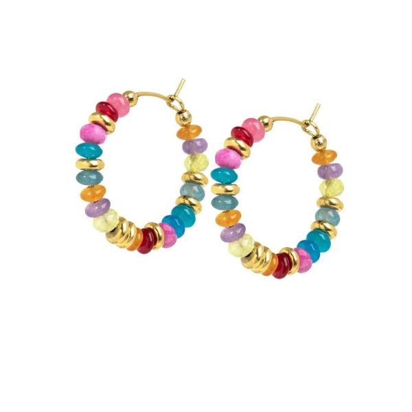 1. Colorful beaded hoop earrings gold Marlù Gioielli 18or130-rgb
