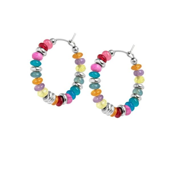 1. Colorful beaded hoop earrings steel gray Marlù Gioielli 18or130-rgb