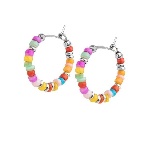 1. Beaded hoop earrings steel gray Marlù Gioielli 18or129-rgb