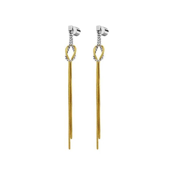1. Drop earrings with "knot" steel grey/gold Marlù Gioielli 25or0003gs
