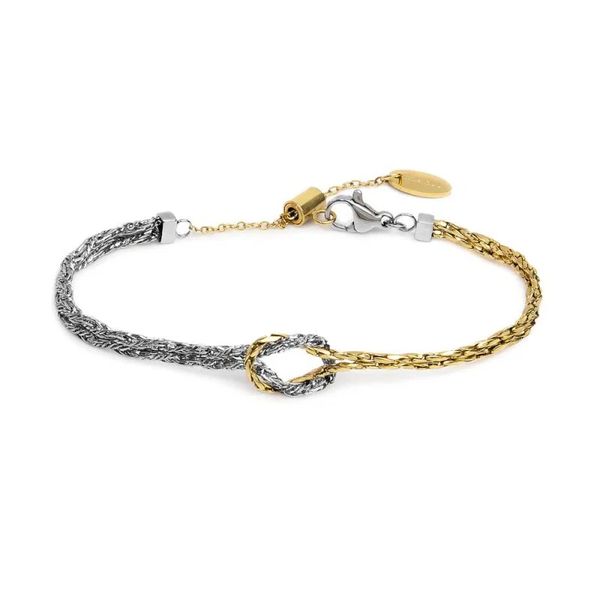 1. Bracciale catene combinate  con"nodo" centrale grigio/oro Marlù Gioielli 25br0006gs