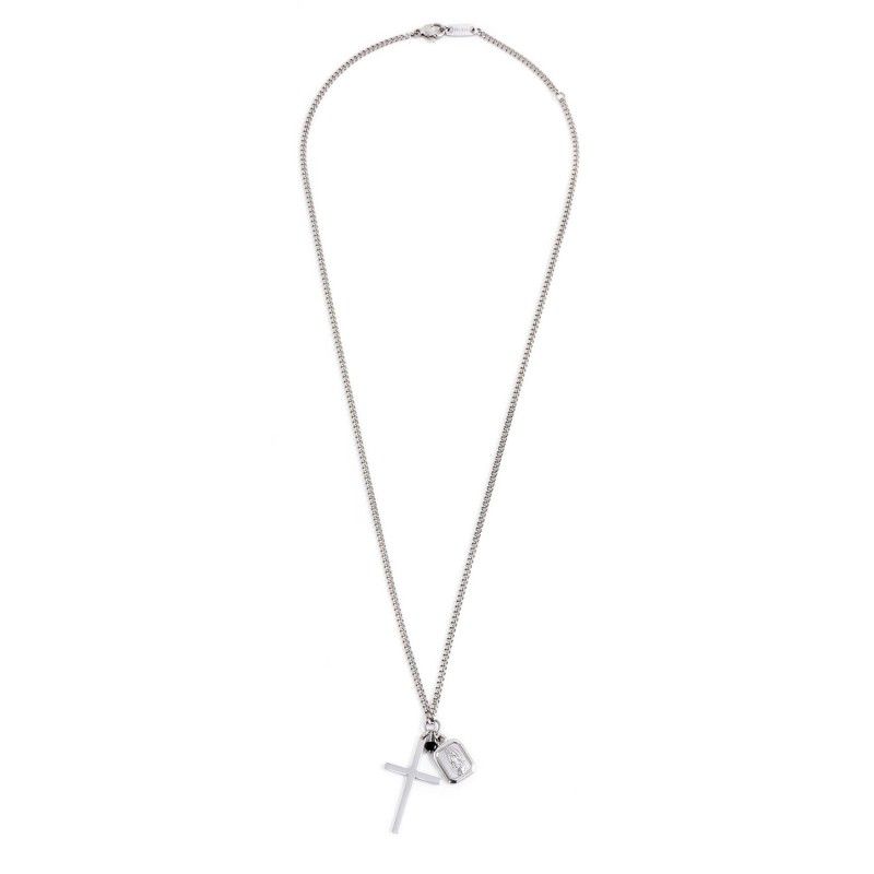 Collana Lunga Silpada In Argento 925 Con Croce E Onice Nera | 17 Pollici | Modello N1177