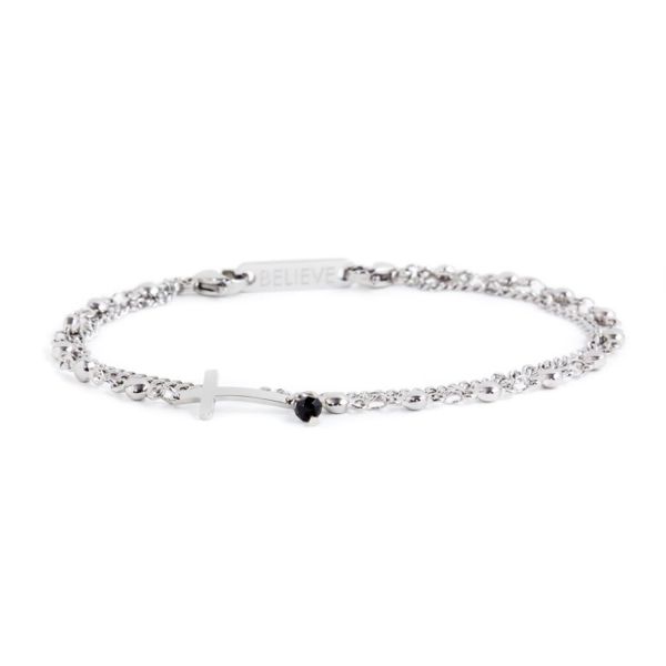 Double chain rosary bracelet Steel grey Marlù Gioielli