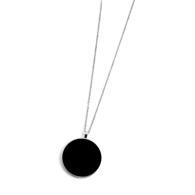1. Black acrylic round necklace steel gray Marlù Gioielli 2co0053-n