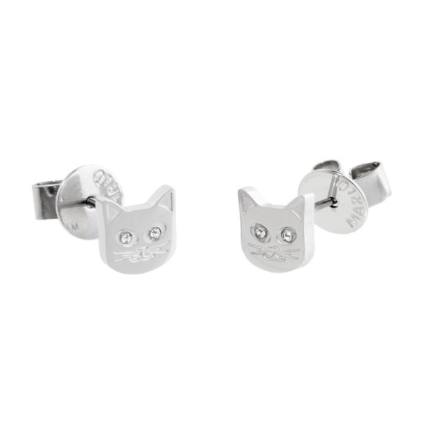 Cat, steel earrings steel gray Marlù Gioielli