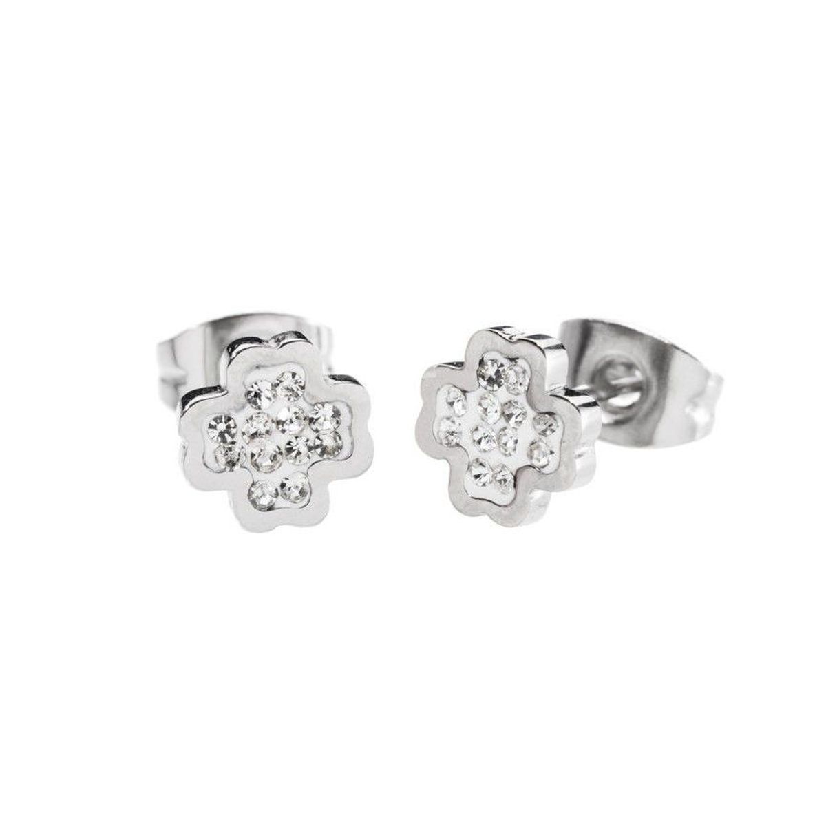 1. Quatrefoil earrings with rhinestones White Marlù Gioielli 18or030