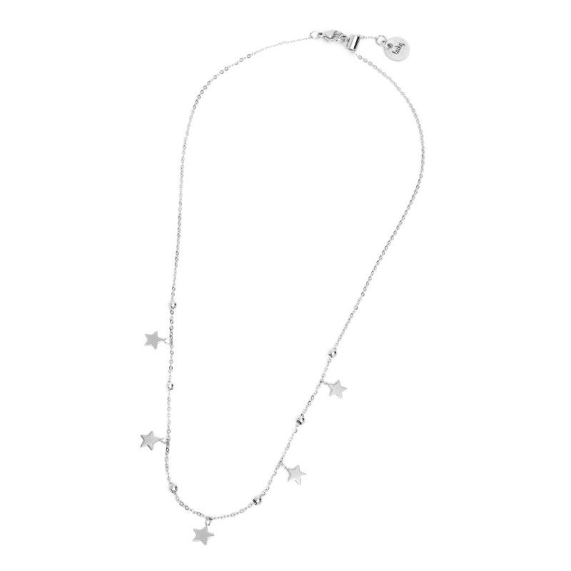 Marlù Collana Unisex In Acciaio Snake, Modello 2CA0028, Larghezza 5mm, Lunghezza 42-45 Cm Regolabile, Targhetta Ovale Con Logo