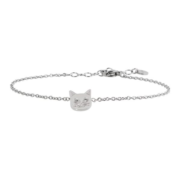 Bracciale acciaio Gatto con strass grigio acciaio Marlù Gioielli
