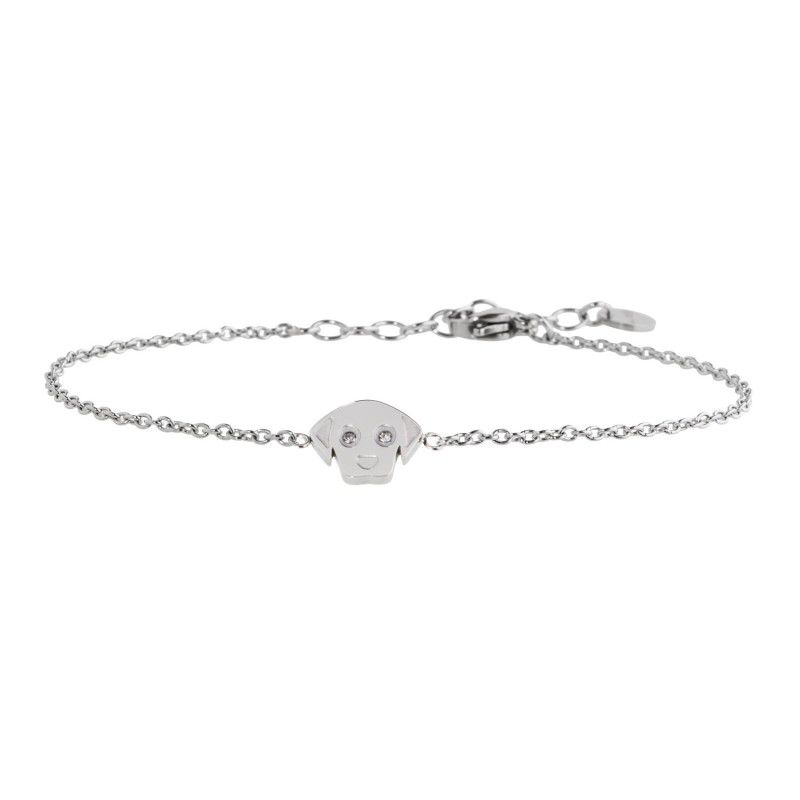 1. Bracciale acciaio Cane con strass grigio acciaio Marlù Gioielli 18br087