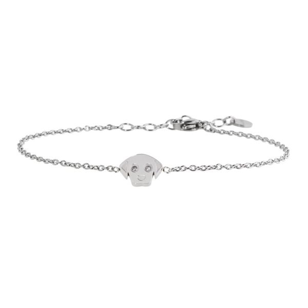 Bracciale acciaio Cane con strass grigio acciaio Marlù Gioielli