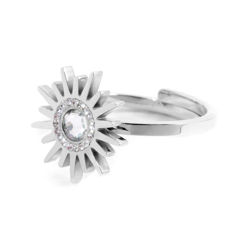 1. Adjustable steel ring with sun and rhinestones Steel Marlù Gioielli 33an0002