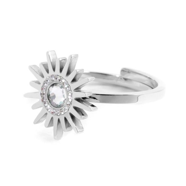 Anello acciaio regolabile con sole e strass Acciaio Marlù Gioielli